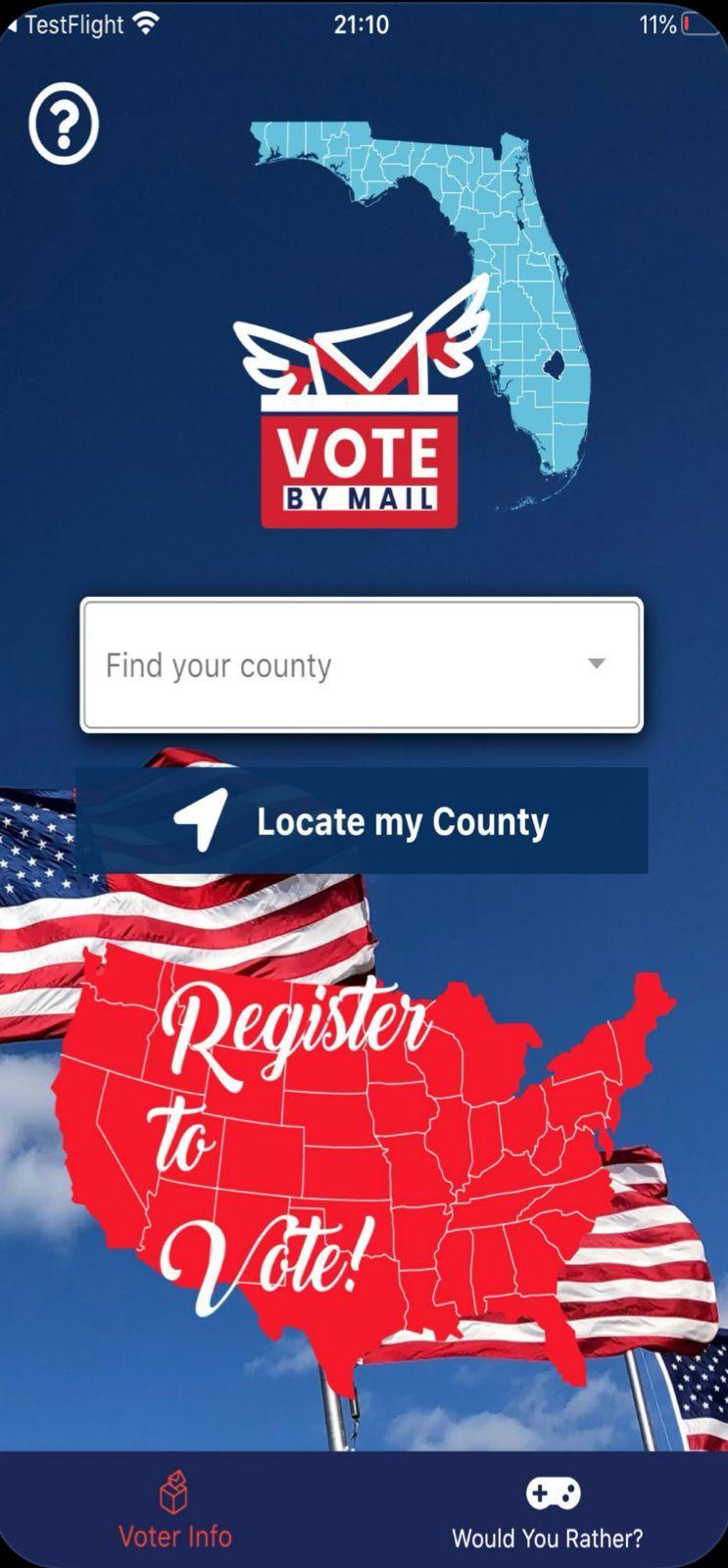 The Vote app screen from the supplied portfolio